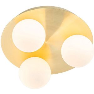 QAZQA Cederic - Moderne Plafondlamp - 3 Lichts - Ø 23 cm - Goud/Messing - Buitenverlichting
