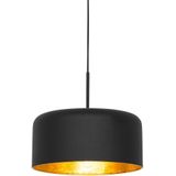 QAZQA jinte - Retro Hanglamp - 1 lichts - Ø 30 cm - Zwart Goud - Industrieel - Woonkamers-sSlaapkamers-sKeuken