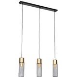 Design hanglamp zwart met goud 3-lichts - Maura