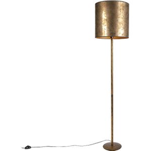 Vintage vloerlamp goud met oud brons kap 40 cm - Simplo