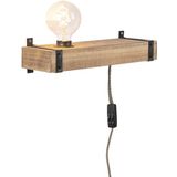 QAZQA Reena - Industriele Wandlamp Voor Binnen - 1 Lichts - L 400 Mm - Bruin - Industrieel