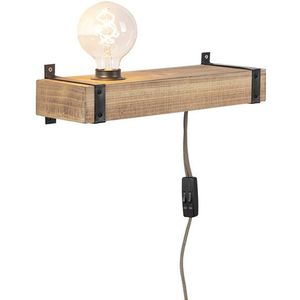 QAZQA Reena - Industriele Wandlamp Voor Binnen - 1 Lichts - L 400 Mm - Bruin - Industrieel