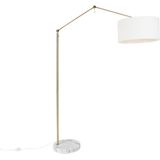 Moderne vloerlamp goud met kap wit 50 cm verstelbaar - Editor