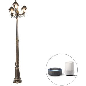 Smart lantaarn antiek goud 3-lichts IP44 incl. Wifi ST64 - Capital
