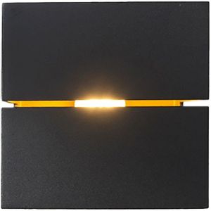 Moderne wandlamp zwart met goud 9,7 cm - Transfer Groove