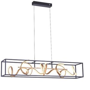 Design hanglamp zwart met goud dimbaar incl. LED - Krisscross Cage