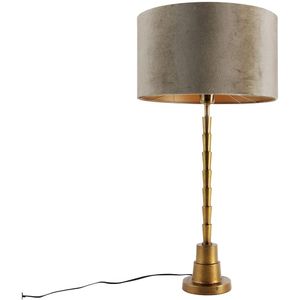 Tafellamp brons met velours kap groen 35cm - Pisos