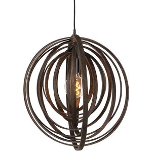Design ronde hanglamp bruin hout - Arrange