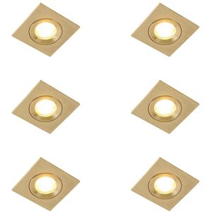 Set van 6 Moderne inbouwspot goud vierkant IP44 - Xena