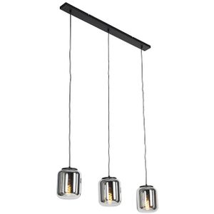 Design hanglamp zwart met smoke glas 3-lichts - Bliss