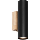 Moderne wandlamp zwart met hout 2-lichts - Jeana