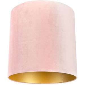 Velours lampenkap roze 40/40/40 met gouden binnenkant