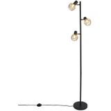 Design vloerlamp zwart met goud 3-lichts verstelbaar - Mesh