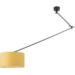 Hanglamp zwart met kap 35 cm geel verstelbaar - Blitz I