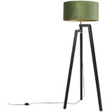 Vloerlamp tripod zwart met groene kap en goud 50 cm - Puros