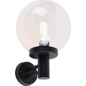 QAZQA sfera - Moderne Wandlamp voor buiten - 1 lichts - D 270 mm - Zwart - Buitenverlichting