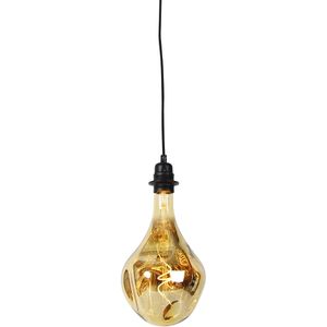 Hanglamp zwart dimbaar incl. LED spiegel goud dimbaar - Cava Luxe