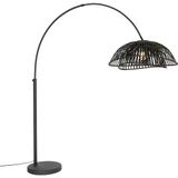 QAZQA pua - Oosterse Vloerlamp | Staande Lamp - 1 lichts - H 194 cm - Zwart - Woonkamer | Slaapkamer | Keuken