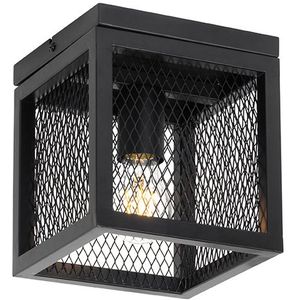 Industriële plafondlamp zwart met gaas - Cage