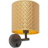 Vintage wandlamp donkergrijs met goud triangle kap - Matt