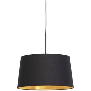 Hanglamp met katoenen kap zwart met goud 40 cm - Combi