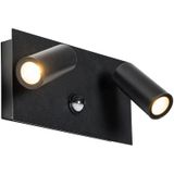 Buiten wandlamp zwart incl. LED 2-lichts bewegingssensor- Simon