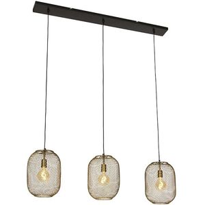 Moderne hanglamp messing en zwart 3-lichts - Waya Mesh