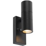 Buiten wandlamp zwart 2-lichts IP44 met schemersensor - Duo