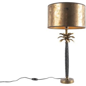 QAZQA areka - Art Deco Tafellamp met kap - 1 lichts - H 700 mm - Brons - Woonkamers-sSlaapkamer