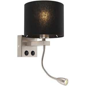 Moderne wandlamp staal met zwarte kap - Brescia