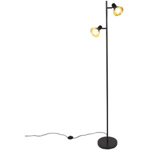 Moderne vloerlamp zwart met goud 2-lichts - Magno