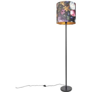 QAZQA Simplo - Klassieke Vloerlamp - Staande Lamp met Kap - 1 Lichts - H 1840 Mm - Multicolor