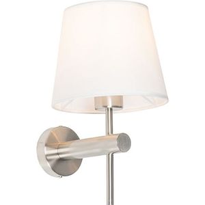 Moderne wandlamp wit met staal - Pluk