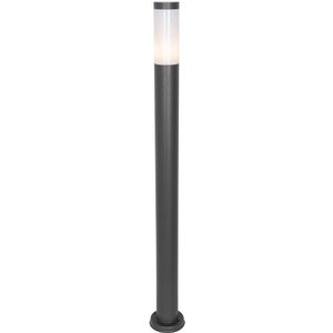 Moderne buitenlamp paal donkergrijs met opaal 110 cm IP44 - Rox