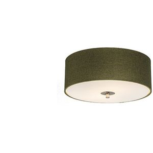 Landelijke plafondlamp groen 30 cm - Drum Jute