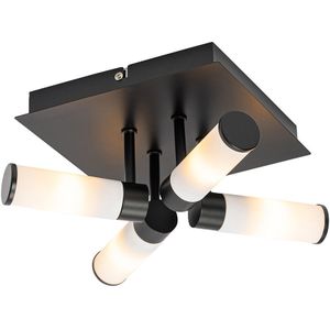 Moderne badkamer plafondlamp zwart 4-lichts IP44 - Bath