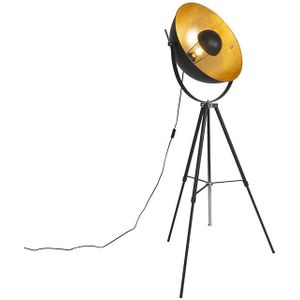 Vloerlamp zwart met goud 51 cm verstelbaar tripod - Magnax