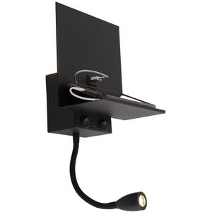 Smart wandlamp zwart met USB en flexarm incl. Wifi G9 - Flero