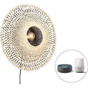 Smart wandlamp bamboe 50 cm met stekker incl. Wifi A60 - Rina