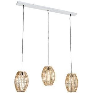 Hanglamp bamboe met wit langwerpig 3-lichts - Canna Capsule