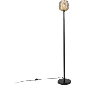 Design vloerlamp zwart met goud 20 cm - Sarella