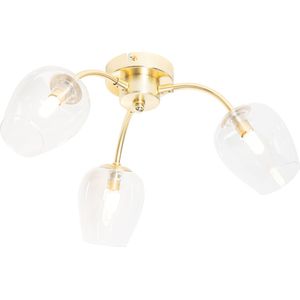 Klassieke plafondlamp goud met glas 3-lichts - Elien