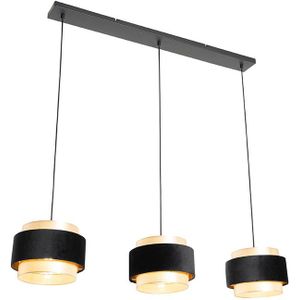 Moderne hanglamp zwart met goud 3-lichts - Elif