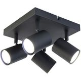 Smart plafondlamp zwart vierkant incl. 4 Wifi GU10 - Jeana