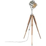 Tripod vloerlamp staal met hout studiospot - Radiant