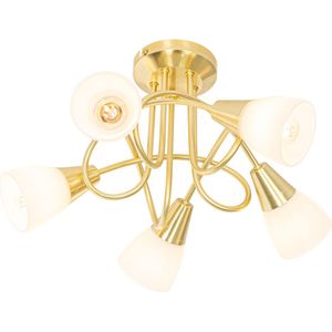 Klassieke plafondlamp goud met opaal glas 5-lichts - Inez