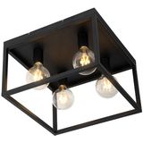 Industriële plafondlamp zwart 40 cm 4-lichts - Cage