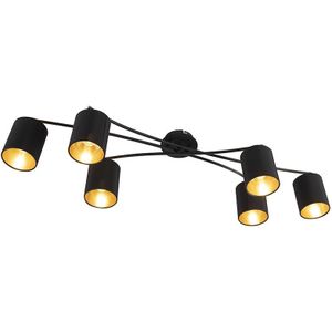 Moderne plafondlamp zwart 6-lichts - Lofty