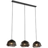 Oosterse hanglamp zwart bamboe 3-lichts - Pua