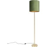 Botanische vloerlamp messing met groene kap 40 cm - Simplo